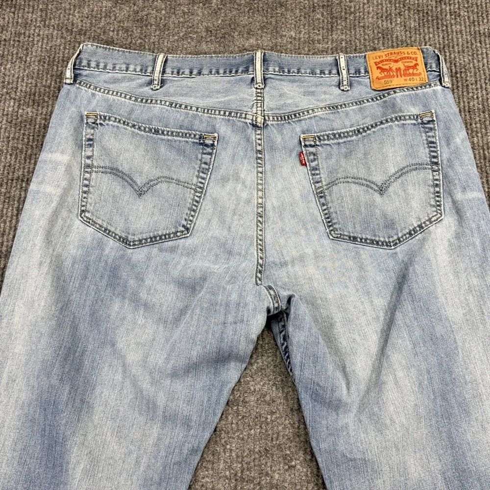 Levis 559 Jeans Mens 40x32 Blue Light Wash Relaxed Straight Denim Casual Pants